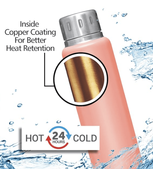 Milton Elfin 300 Thermosteel 24 Hours Hot and Cold Water Bottle, 300 ml, Peach | Leak Proof | Easy to Carry | Office Bottle | Hiking | Trekking | Travel Bottle | Gym | Home | Kitchen Bottle - Image 3